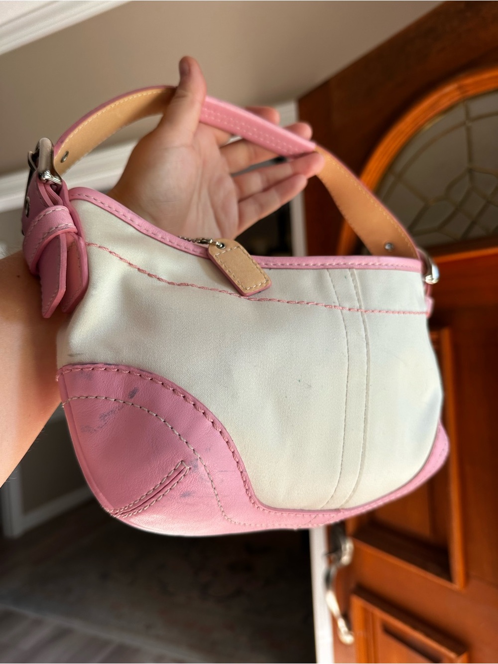 Coach Pink and White small hobo bag y2k - Picture 5 of 7